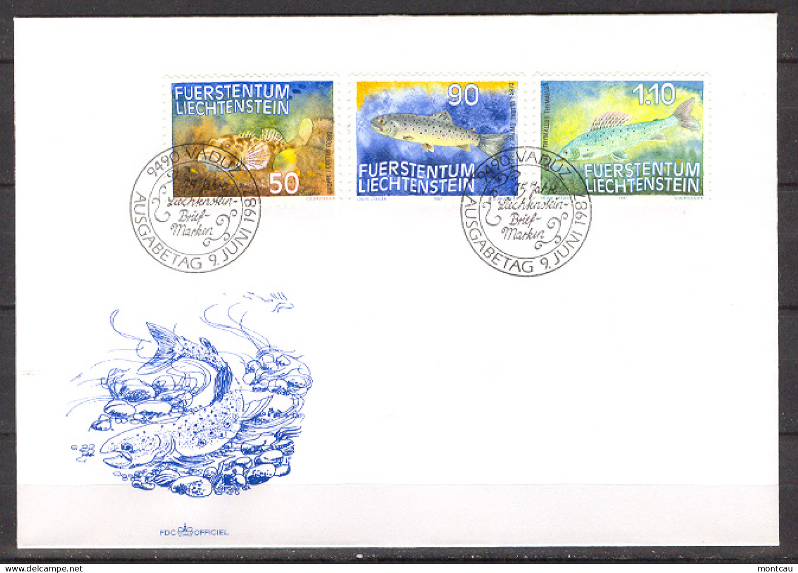 Liechtenstein 1987 FDC Fishes Sc 865-67 Mi 922-24 - FDC