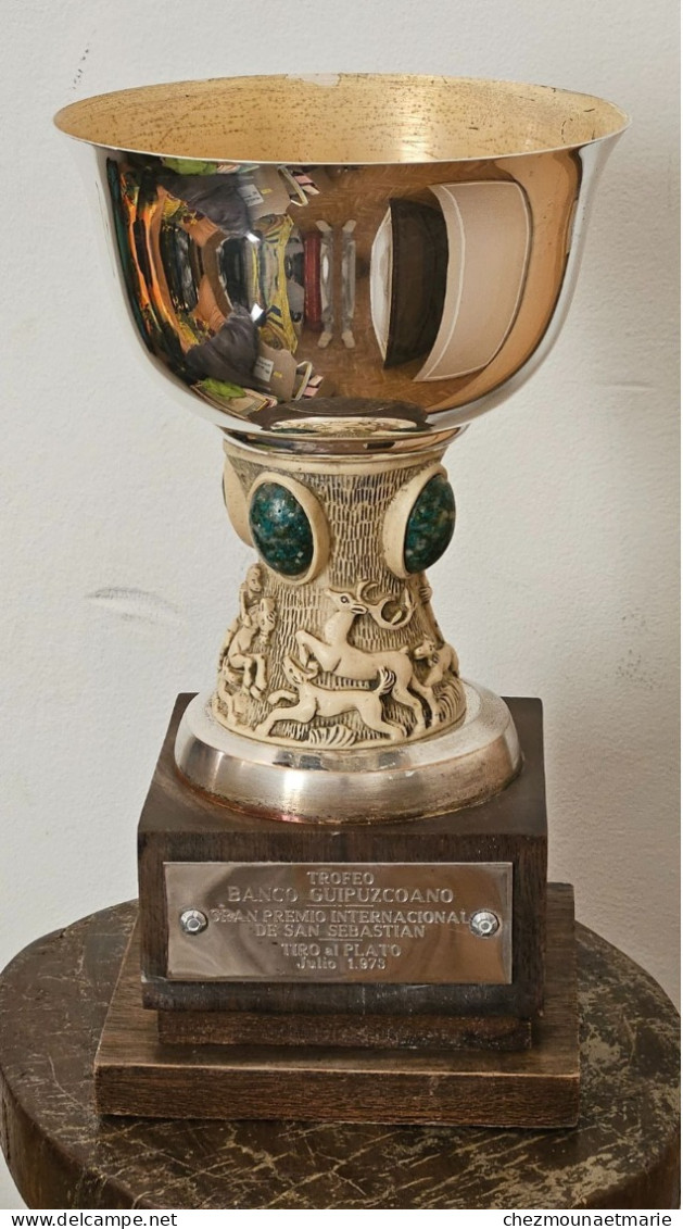 1973 Trophée ARGENTE TIR AU PIGEON Chasse Pierres Guipuzcoano San Sebastian Signé Mendez Spain Orfèvre Satostegui - Autres & Non Classés