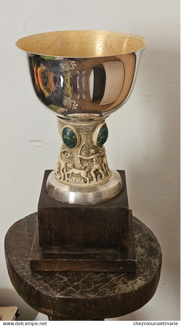 1973 Trophée ARGENTE TIR AU PIGEON chasse pierres Guipuzcoano San Sebastian signé Mendez Spain Orfèvre Satostegui