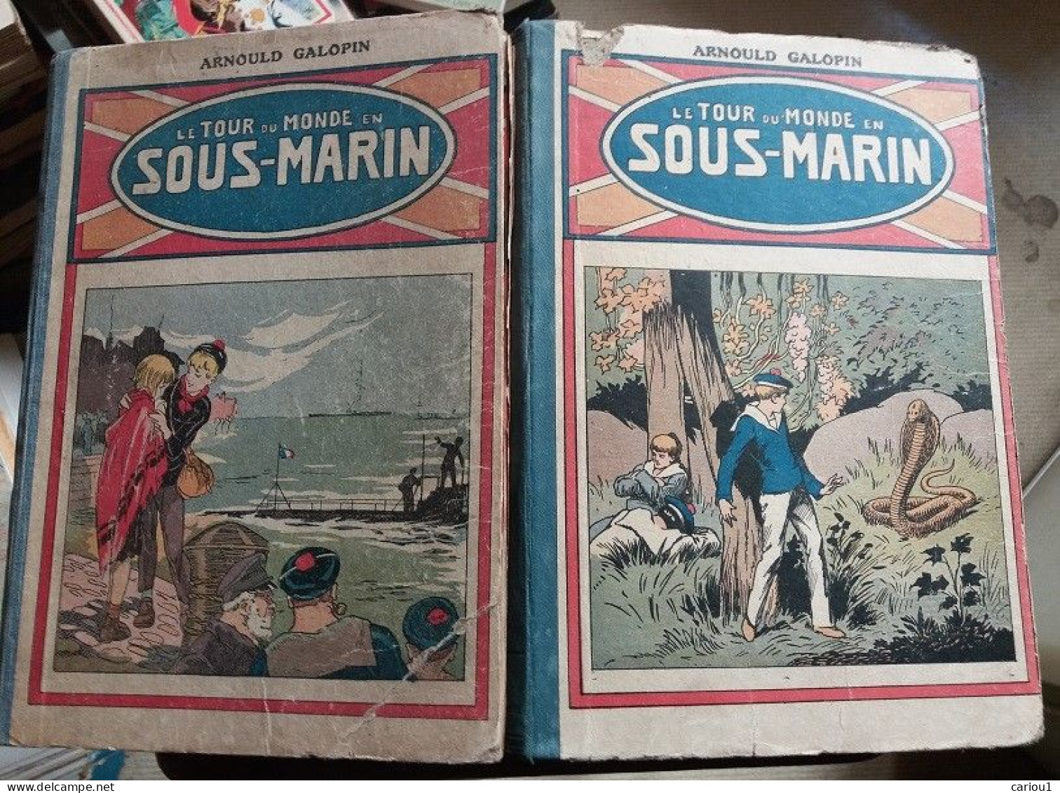 C1 Roman Populaire GALOPIN Le TOUR DU MONDE EN SOUS MARIN Complet En 2 RELIURES - Avant 1950