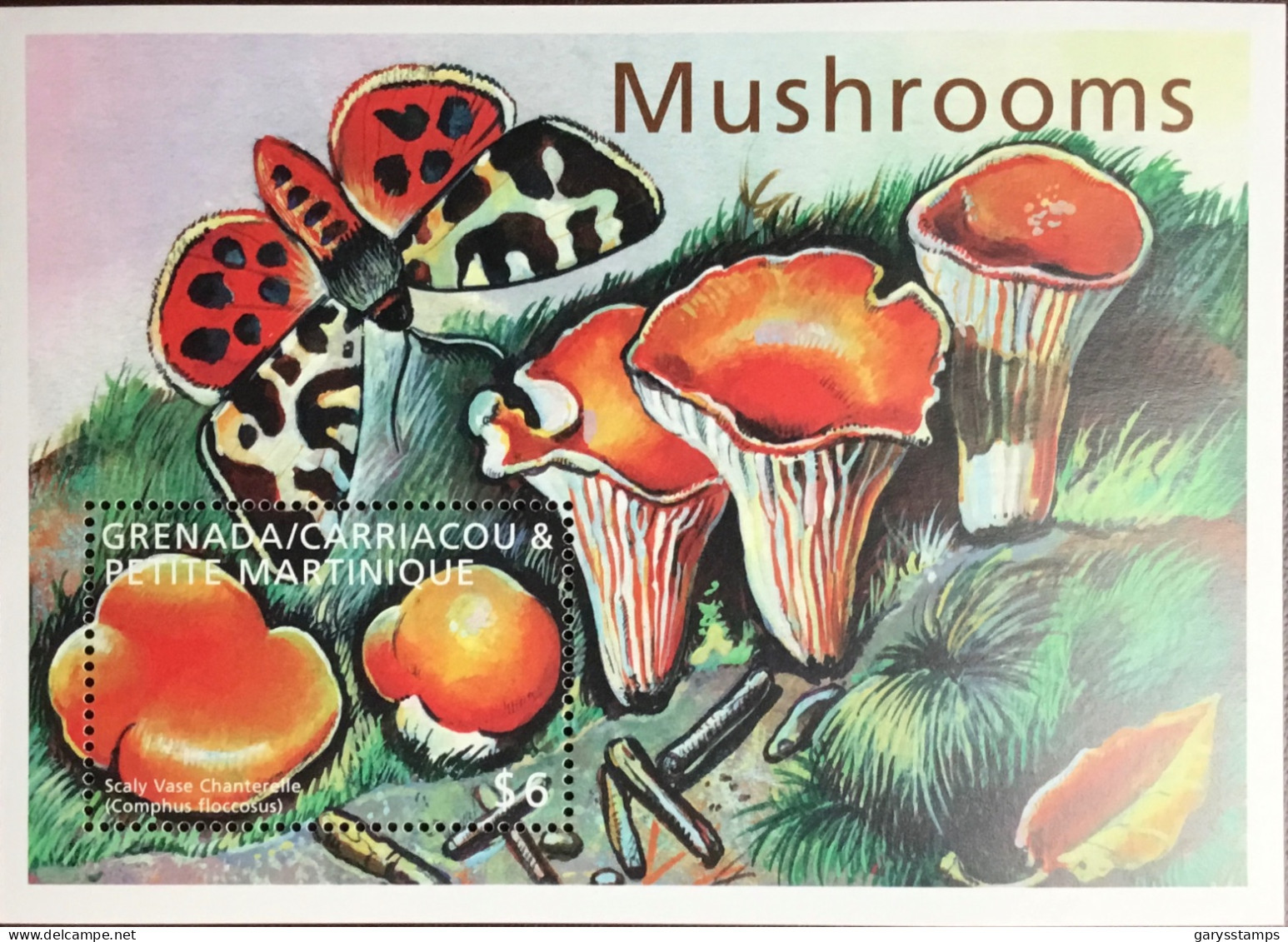 Grenada Grenadines 2000 Fungi Mushrooms Butterflies Minisheet MNH - Champignons