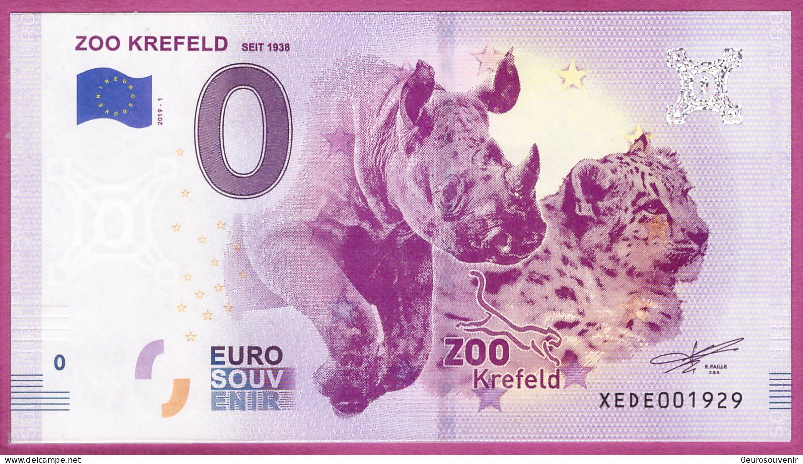 0-Euro XEDE 2019-1 ZOO KREFELD - SEIT 1938 - Privéproeven