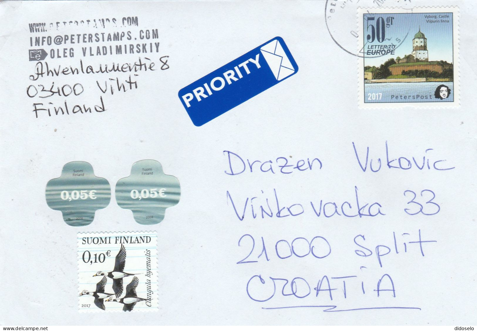 Russia - 2017 - Vyborg Castle / Lighthouse / Private Post -PetersPost - Stamp On Proirity Cover / Posted From Finland - Leuchttürme