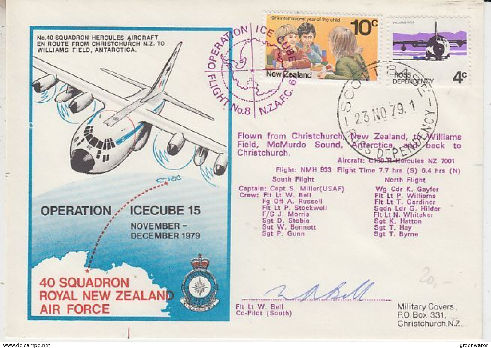 Ross Dependency 1979 Operation Icecube 15 Signature  Ca Scott Base 23 NOV 1979 (RT183) - Covers & Documents