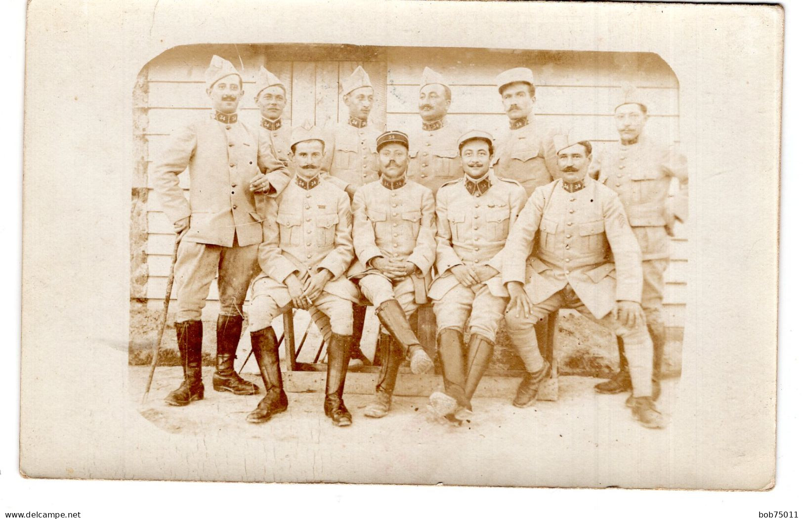 Carte Photo D'officiers Franvcais A L'arrière Du Front En Champagne En 14-18 - Guerre, Militaire