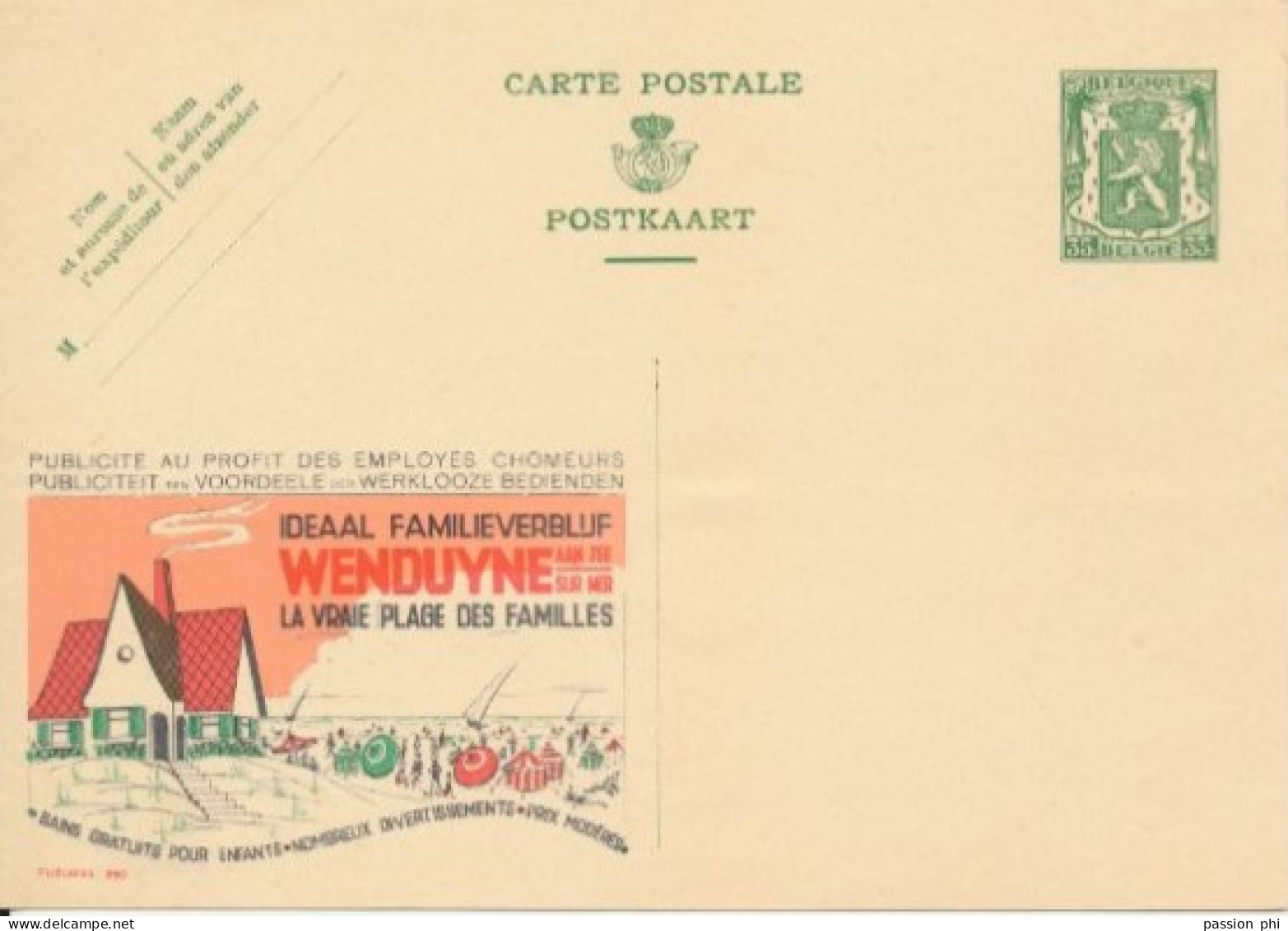 BELGIUM PPS 30C GREEN "SCEAU D'ETAT" SBEP 5 PUBLIBEL 220 WENDUYNE UNUSED - Werbepostkarten