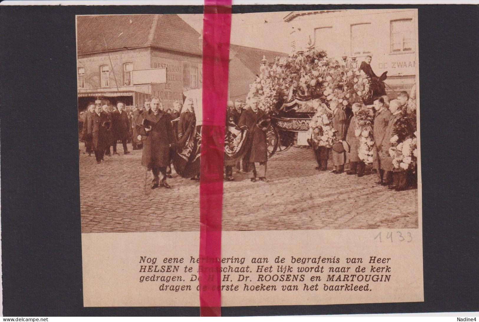 Brasschaat - Begrafenis Dhr Helsen - Orig. Knipsel Coupure Tijdschrift Magazine - 1933 - Ohne Zuordnung