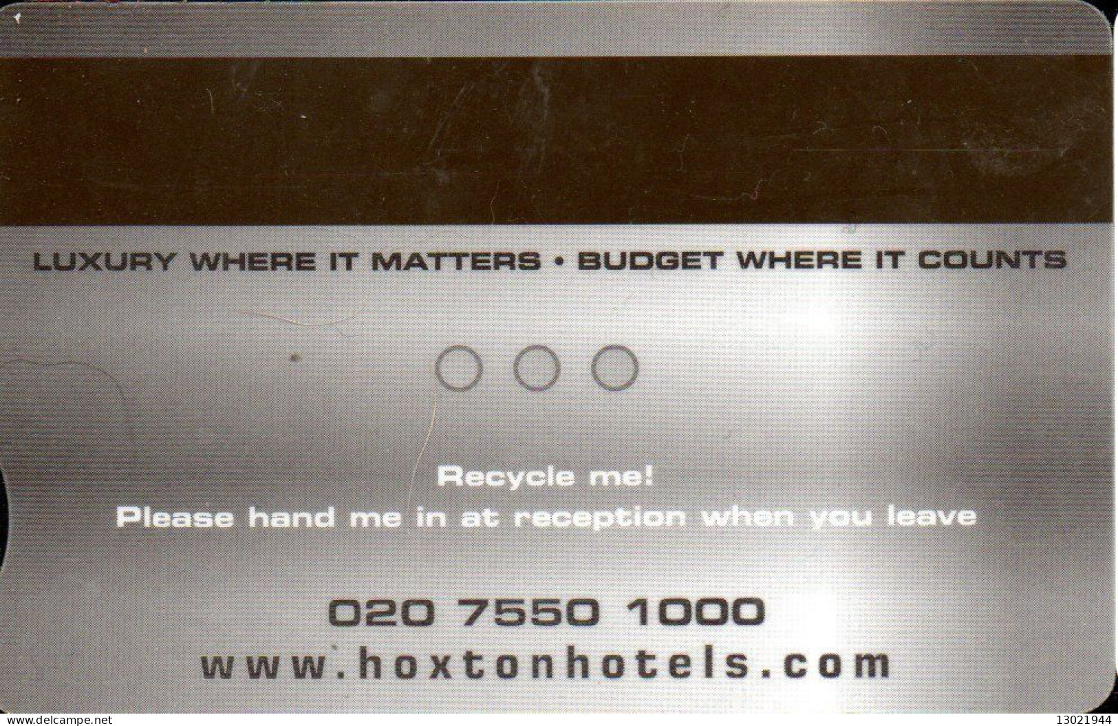 INGHILTERRA  KEY HOTEL  The Hoxton Hotel - Hotelsleutels (kaarten)