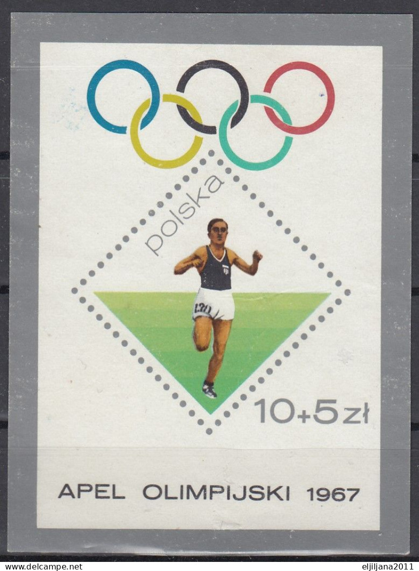⁕ Poland / Polska 1967 ⁕ Olympic Games - Block 40 ⁕ 1v Unused / No Gum - Damaged - Nuevos