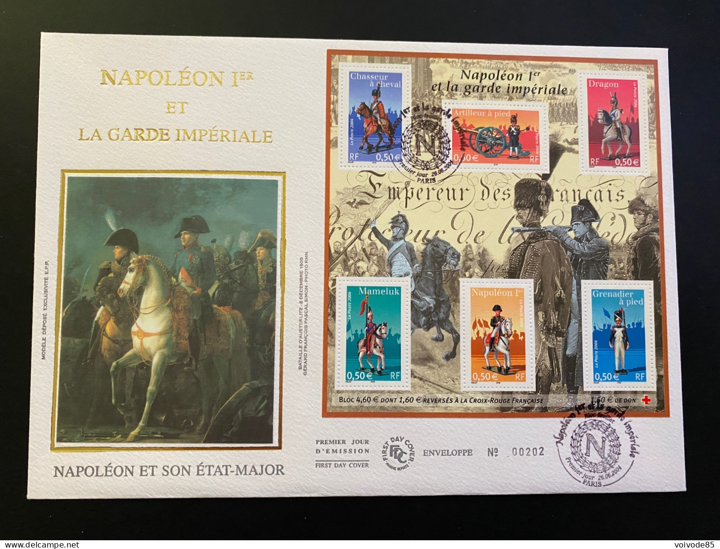 Enveloppe 1er Jour GF Soie "Napoléon 1er Et Sa Garde Impériale" - 26/06/2004 - BF72 - 3679/3684 - Bonaparte - 2000-2009