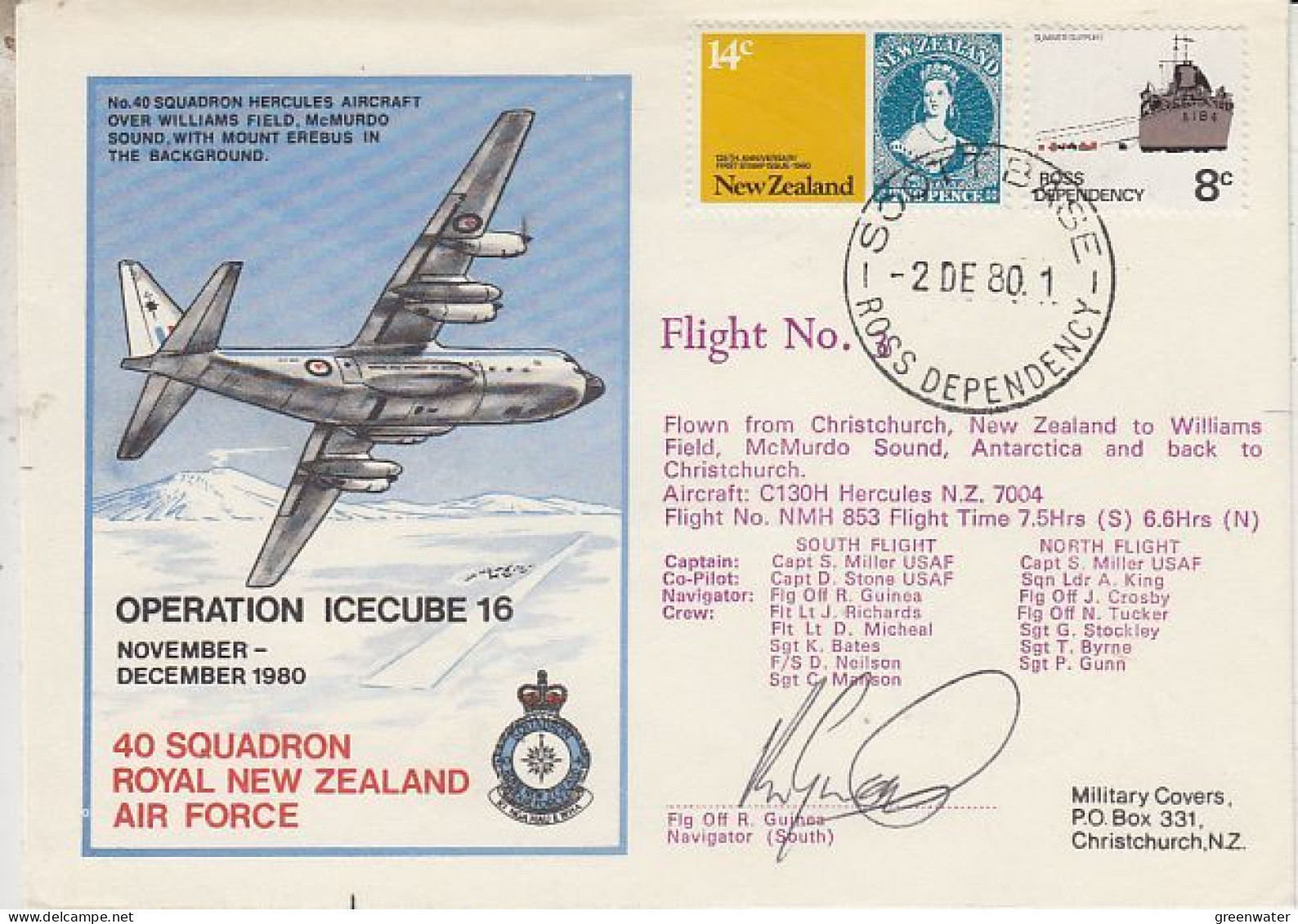 Ross Dependency 1980 Operation Icecube 16 Signatures  Ca Scott Base 2 DEC 1980 (RT185) - Cartas & Documentos