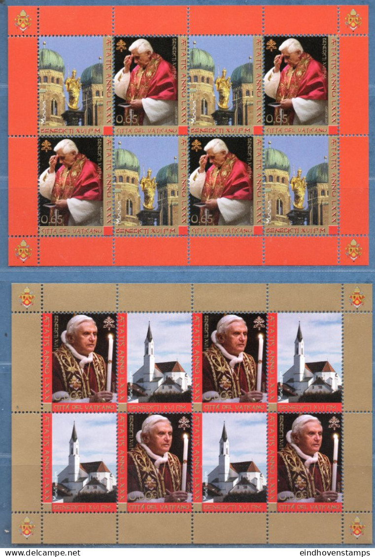 Vatican 2007 Pape Benedict 80 Year Minisheets Of 3 Values MNH - Christianity