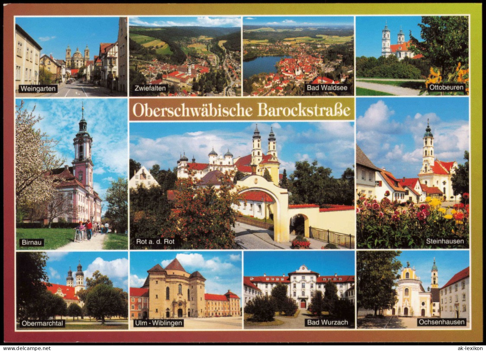 Sehenswürdigkeiten Entlang Oberschwäbische Barockstraße (Mehrbildkarte) 1990 - Zonder Classificatie