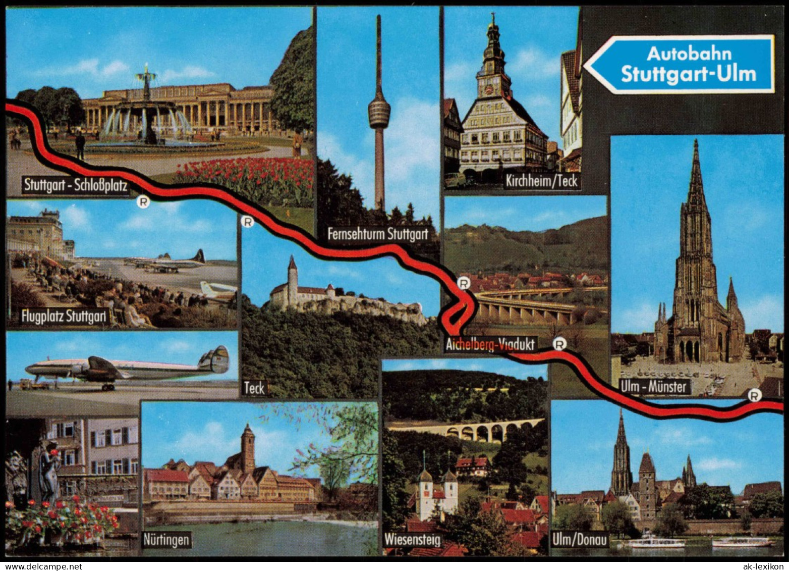 Ansichtskarte  Mehrbild-AK Orte & Städte Entlang Autobahn Stuttgart-Ulm 1975 - Zonder Classificatie