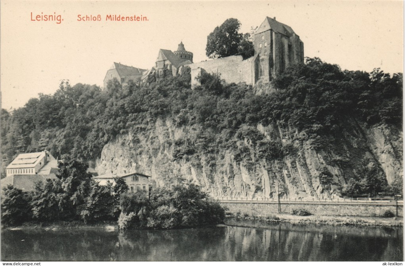 Ansichtskarte Leisnig Schloss Mildenstein - Bahnstrecke 1913 - Leisnig