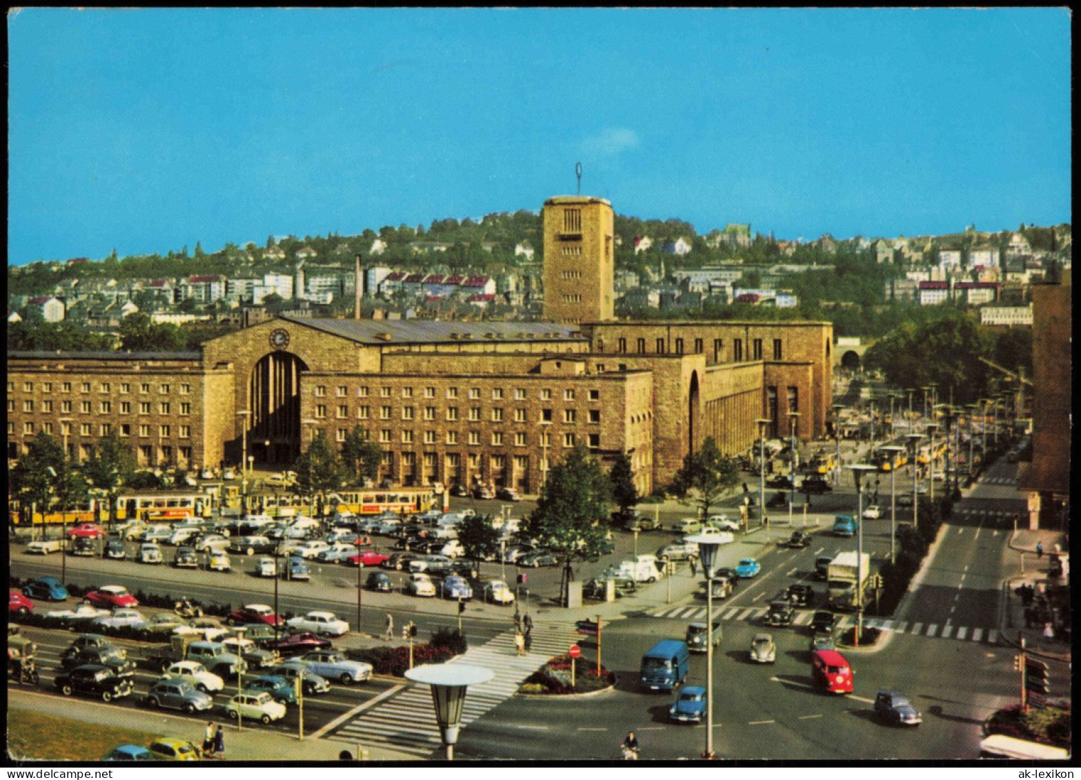 Ansichtskarte Stuttgart Hauptbahnhof Bahnhof Vorplatz Autos Tram Verkehr 1970 - Stuttgart