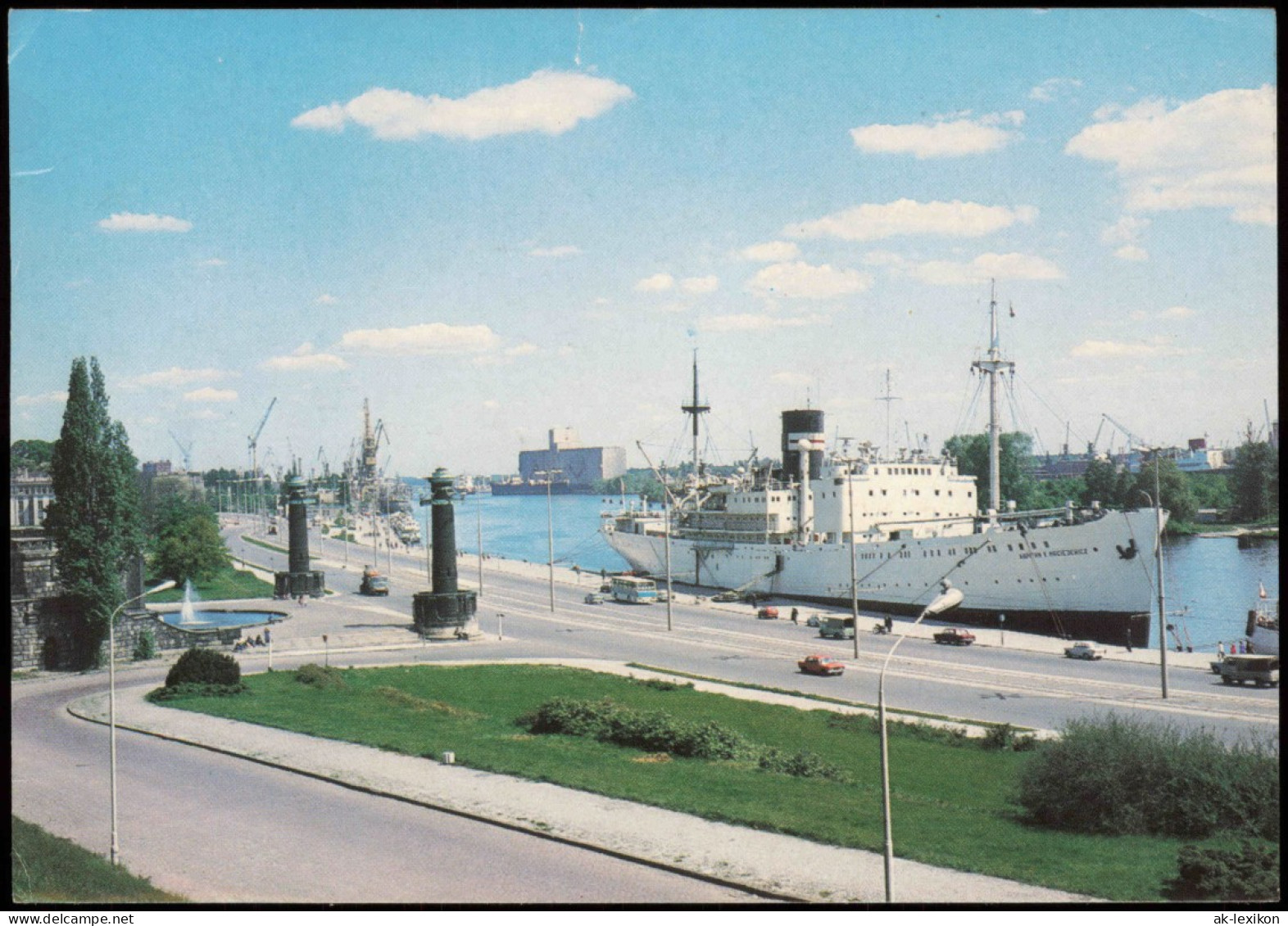 Postcard Stettin Szczecin Port Na Odrze, Hafen Mit Großem Schiff 1975 - Pommern