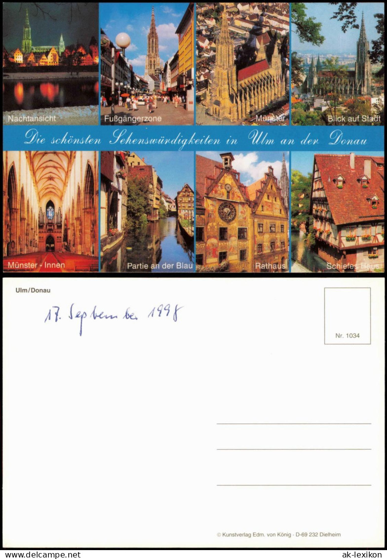 Ansichtskarte Ulm A. D. Donau Fußgängerzone Rathaus Schiefes Haus 1998 - Ulm