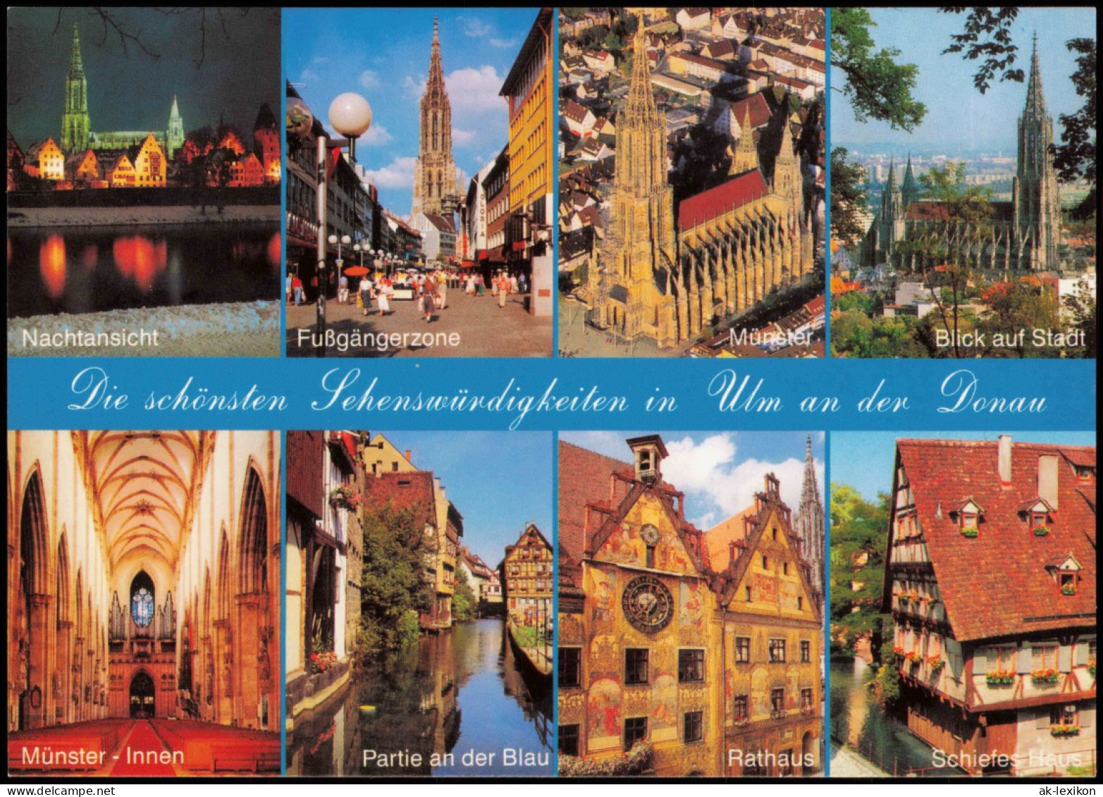 Ansichtskarte Ulm A. D. Donau Fußgängerzone Rathaus Schiefes Haus 1998 - Ulm