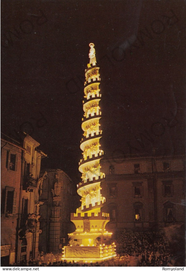 CARTOLINA  C12 VITERBO,LAZIO-MACCHINA DI S.ROSA DI NOTTE-L'IMPONENTE MOLE,ALTA OLTRE 35 Metri-BELLA ITALIA,VIAGGIATA - Viterbo