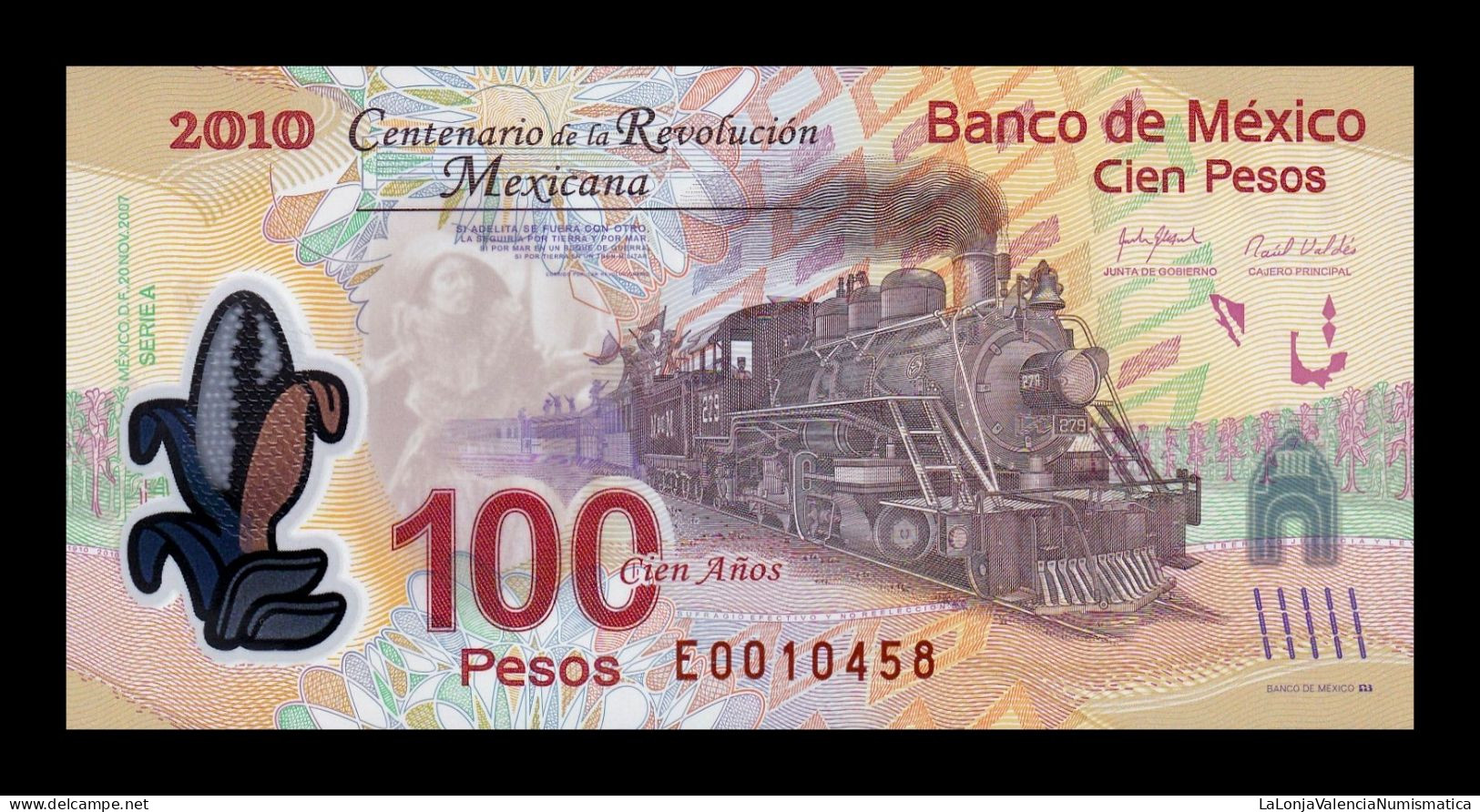 México 100 Pesos Commemorative 2007 Pick 128e Serie A Polymer Sc Unc - México