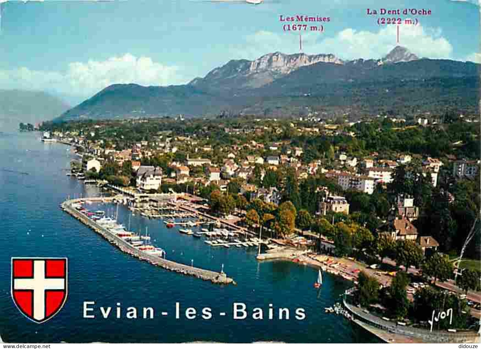 74 - Evian Les Bains - Vue Générale Aérienne - Le Port Des Mouettes - Blasons - CPM - Voir Scans Recto-Verso - Evian-les-Bains