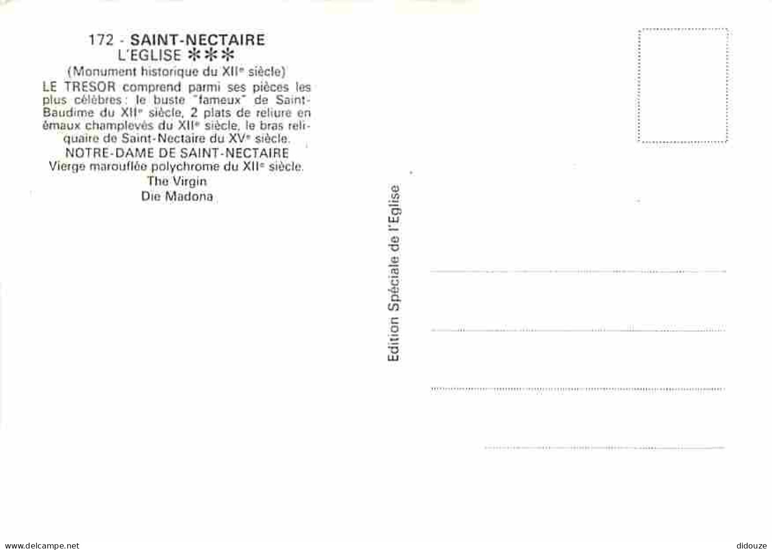 Art - Art Religieux - Saint Nectaire - L'Eglise - Le Trésor - Notre Dame De St Nectaire - CPM - Voir Scans Recto-Verso - Paintings, Stained Glasses & Statues