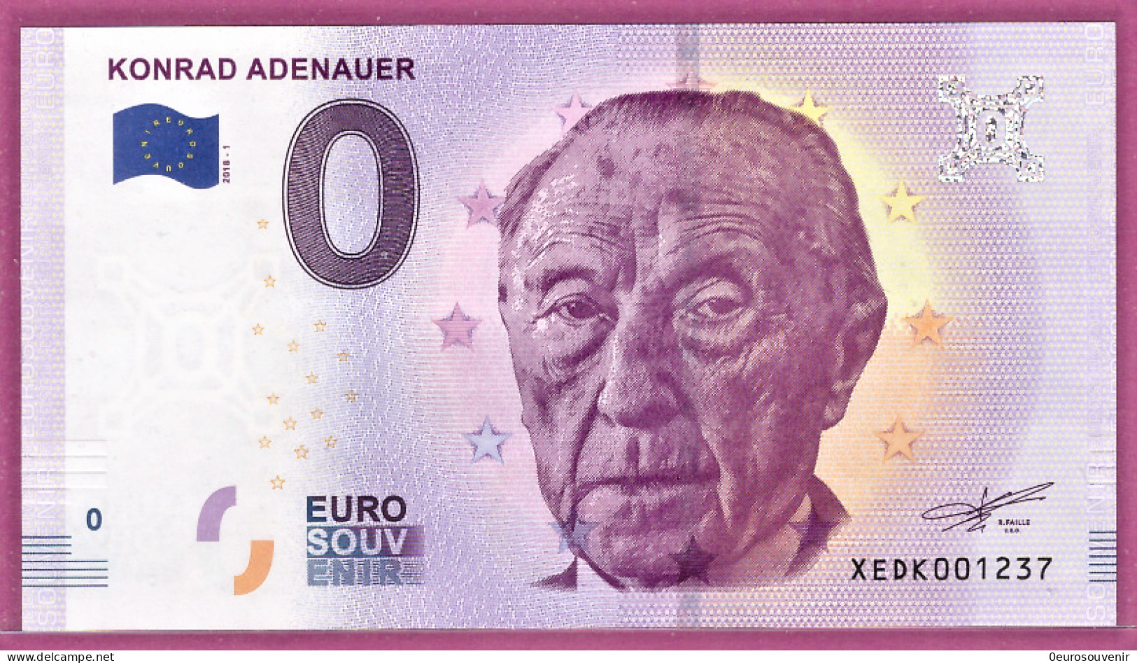 0-Euro XEDK 2018-1 KONRAD ADENAUER - BUNDESKANZLER - Private Proofs / Unofficial