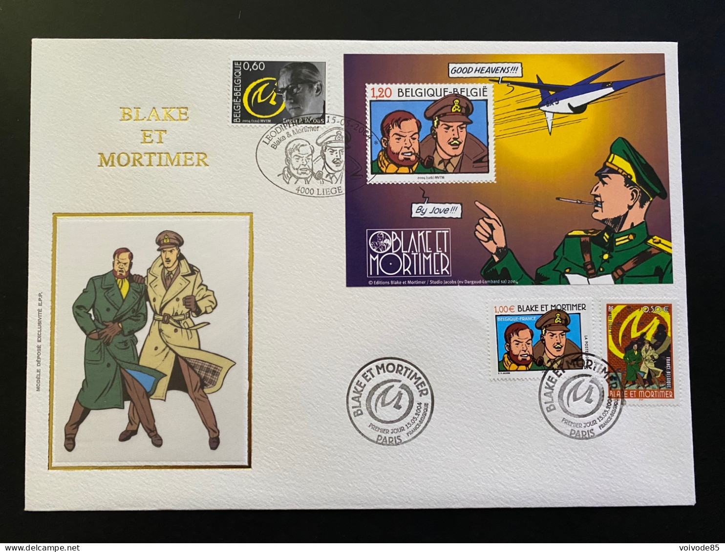 Enveloppe 1er Jour GF Soie "Blake Et Mortimer - Edgar Pierre Jacobs" - 15/05/2004 - 3669/3670 - Belgique - 2000-2009