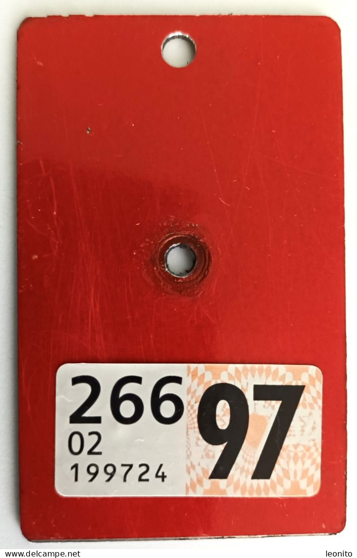 Velonummer Bern BE 1997, Velovignette BE (Code 02 = BE) - Kennzeichen & Nummernschilder