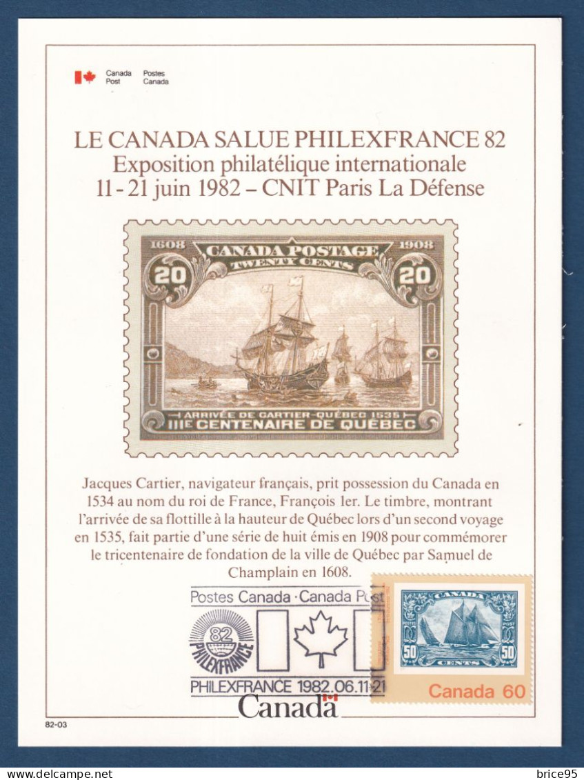 Canada - FDC - Premier Jour - Carte Maximum - PhilexFrance 82 - 1982 - 1981-1990