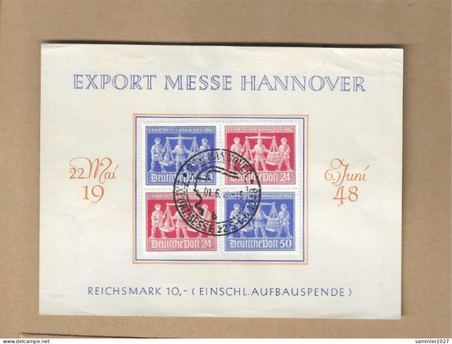 Los Vom 10.05   Sammlerkarte Mit Messe ZD 1948 - Lettres & Documents
