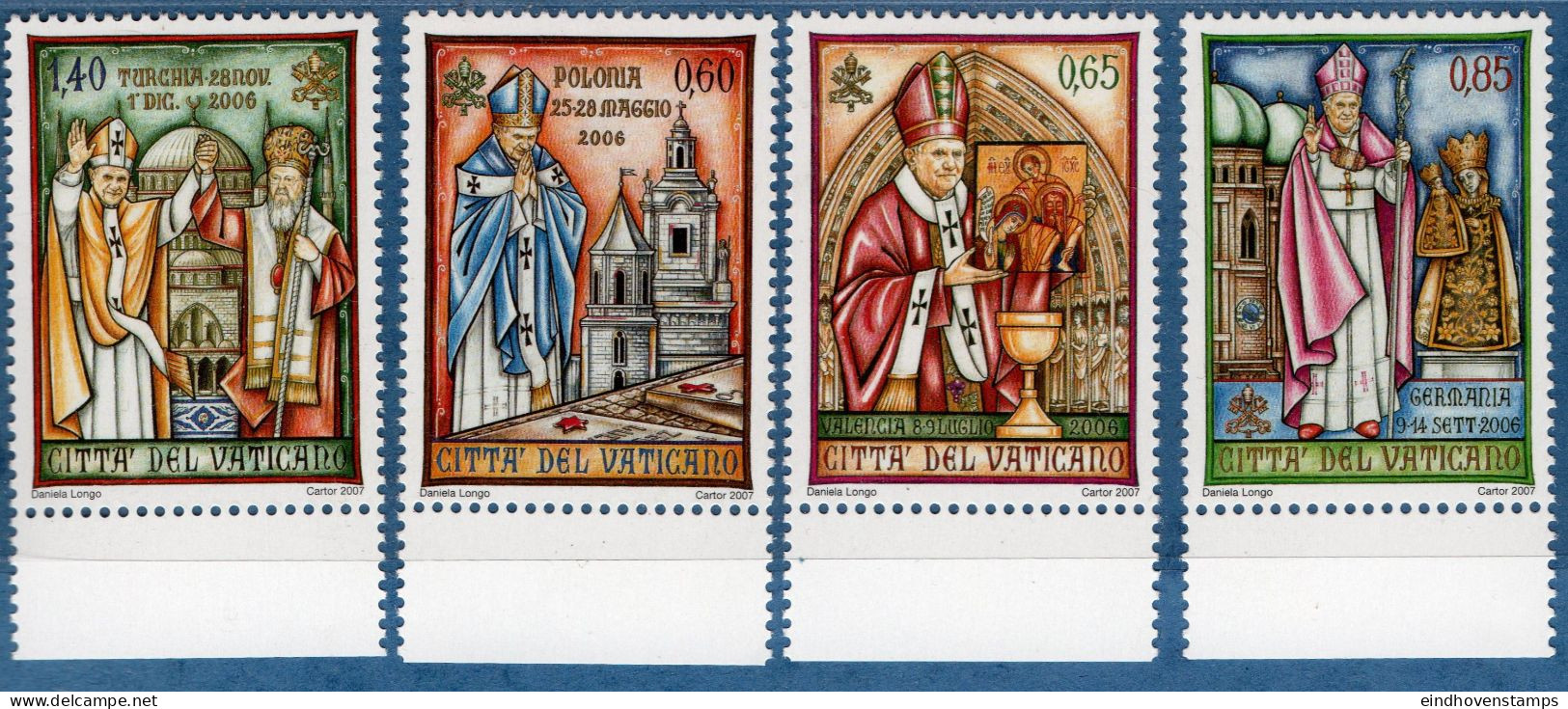 Vatican 2004, Papal World Visits 4 Values MNH Poland, Valencia, Germany, Turkey - Christianity