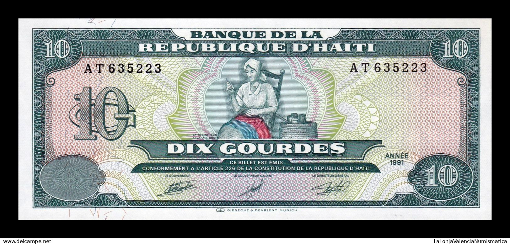 Haití 10 Gourdes 1991 Pick 256a Sc Unc - Haiti