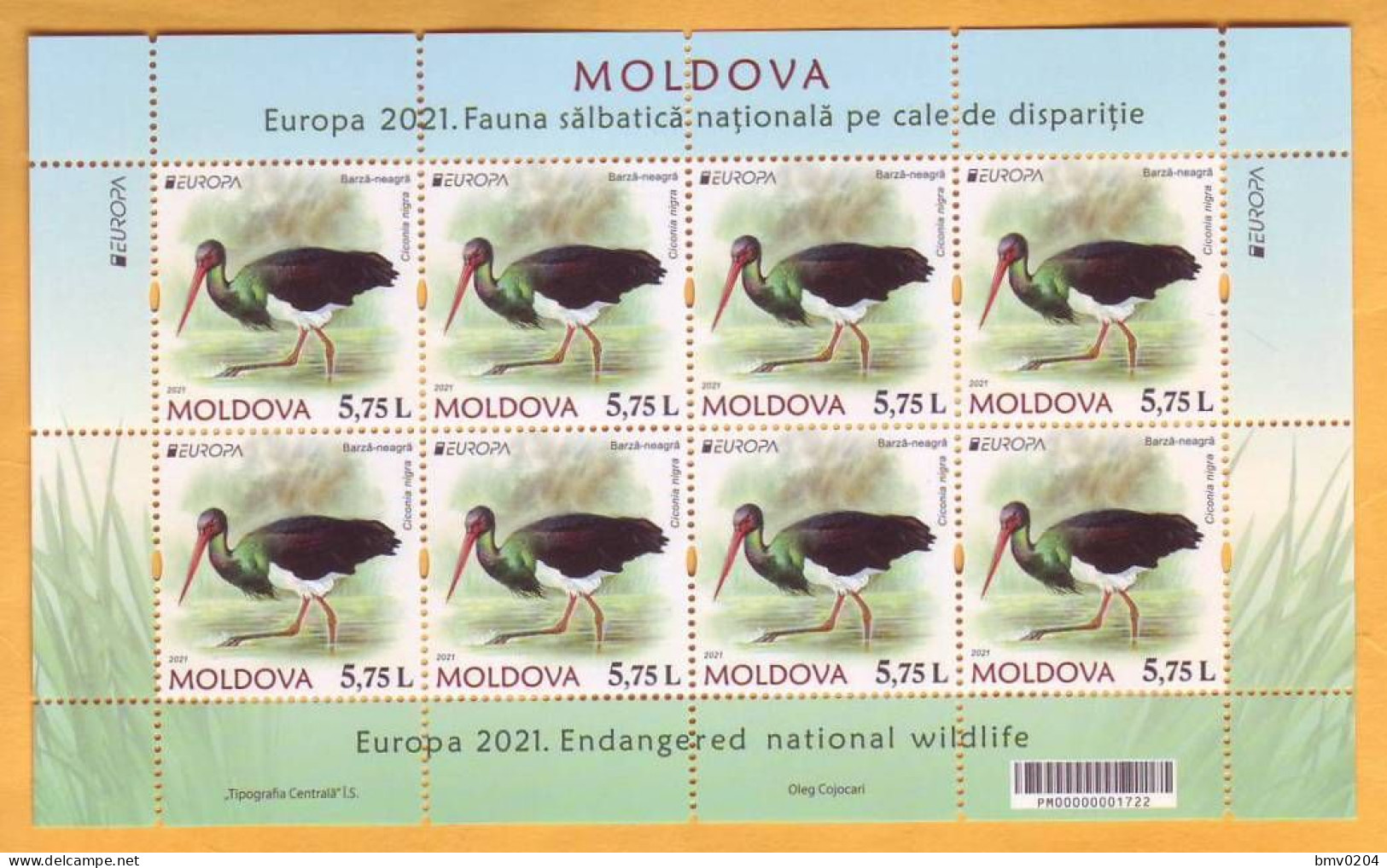 2021 Moldova Moldavie Sheet Mint  EUROPA CEPT-2021  Stork, Fauna, Birds - Moldawien (Moldau)
