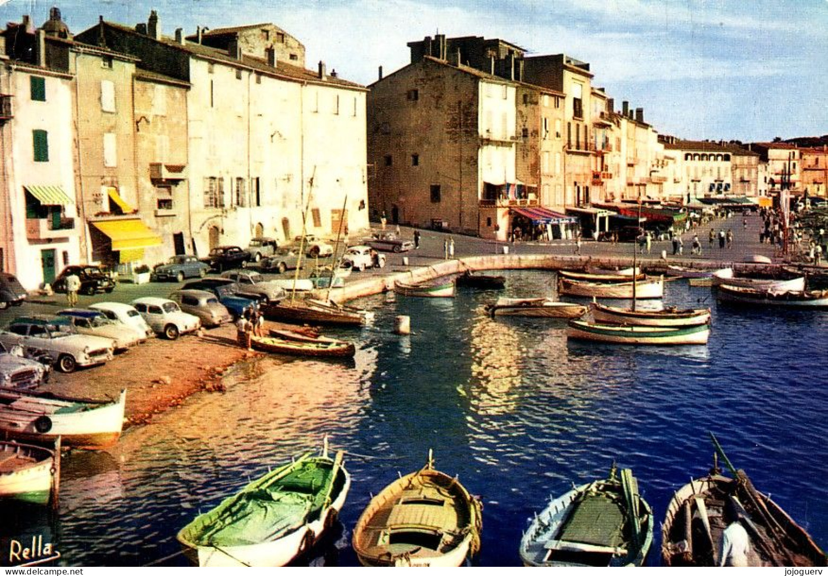 Saint Tropez Le Quai Jean Jaurès Et Le Quai Bailli De Suffren ; éditeur: Rella à Nice ( Barques  Voitures ; Timbrée 1960 - Saint-Tropez