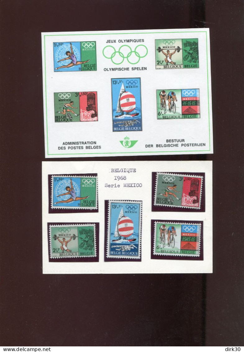 Belgie Luxevelletje Olympics Mexico 1968 1456/60 Sailing Cycling Weight Lifting Athletics Gymnastics Ocb 72.50€ - Deluxe Sheetlets [LX]