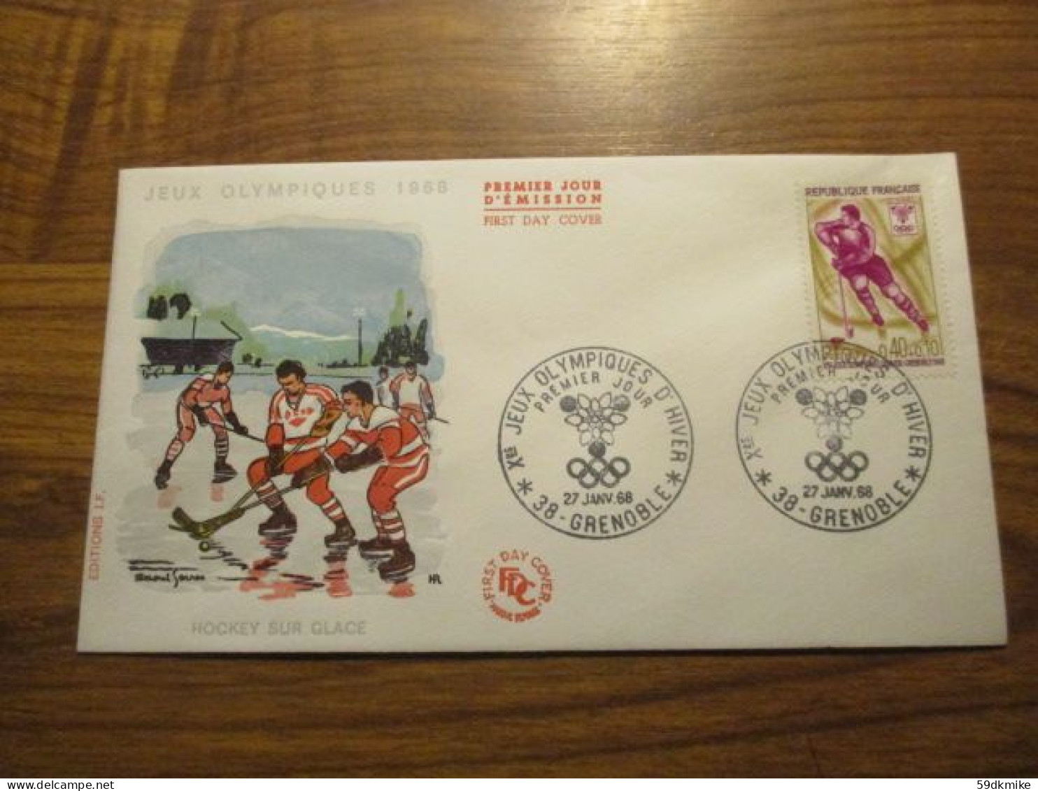 FDC - 1er Jour - France - 1969 - Grenoble - Jeux Olympiques - Hockey Sur Glace - 1960-1969