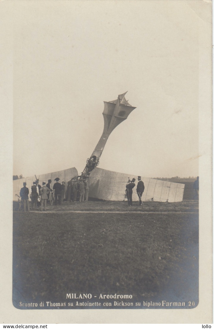 Aviazione -  Raduni -  Milano  1910 -  Aerodromo  - Scontro Thomas Con Dickson  -  F. Piccolo   -  Nuova   - Molto Bella - Demonstraties