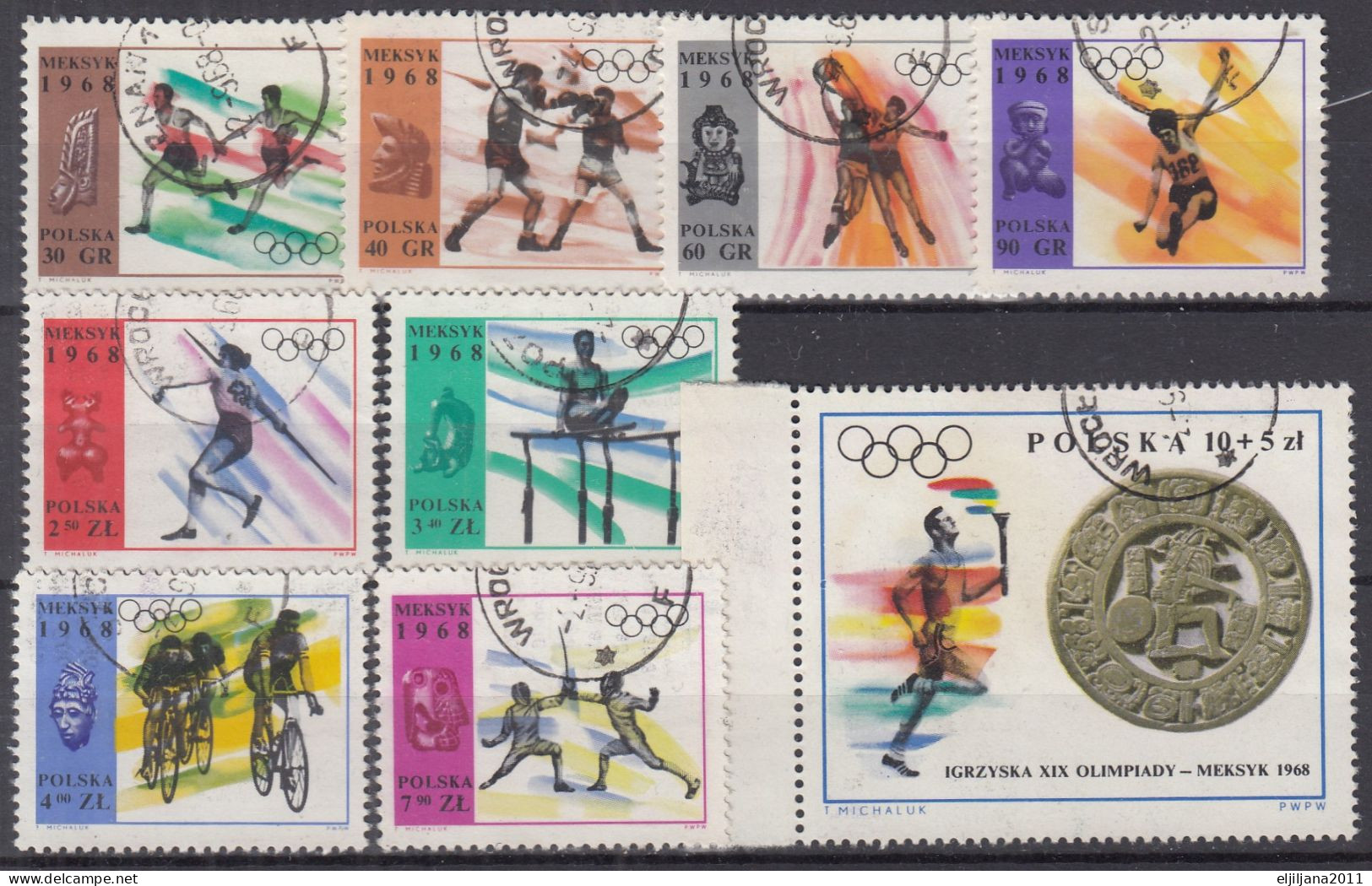 ⁕ Poland / Polska 1968 ⁕ Olympic Games - Mi.1855-1863 ⁕ 9v Used - Used Stamps