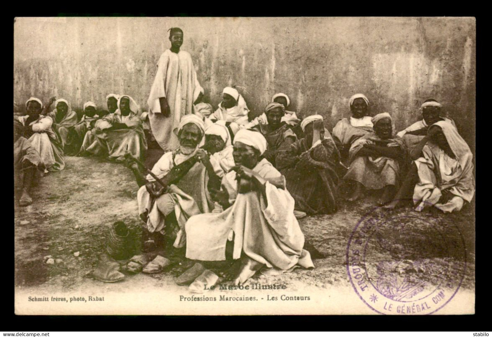 MAROC - SCENES ET TYPES - EDITEUR SCHMITT FRERES - LES CONTEURS - CACHET TROUPES D'OCCUPATIONS - Andere & Zonder Classificatie