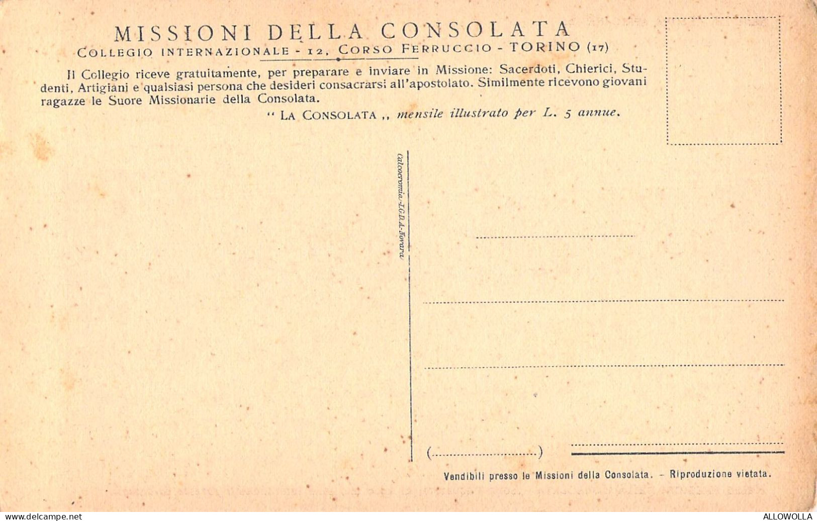 26891 " NELLE MISSIONI DELLA CONSOLATA-SOTTO L'EQUATORE AI 4000 M. NELLE INTERMINABILI FORESTE...  "CART.POST. NON SPED. - Unclassified