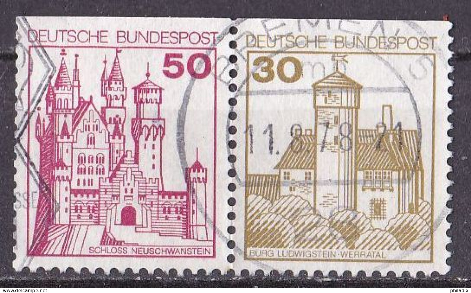 BRD 1977 Mi. Nr. 916 CI+914 CI O/used ZD W 57 (BRD1-5) - Zusammendrucke