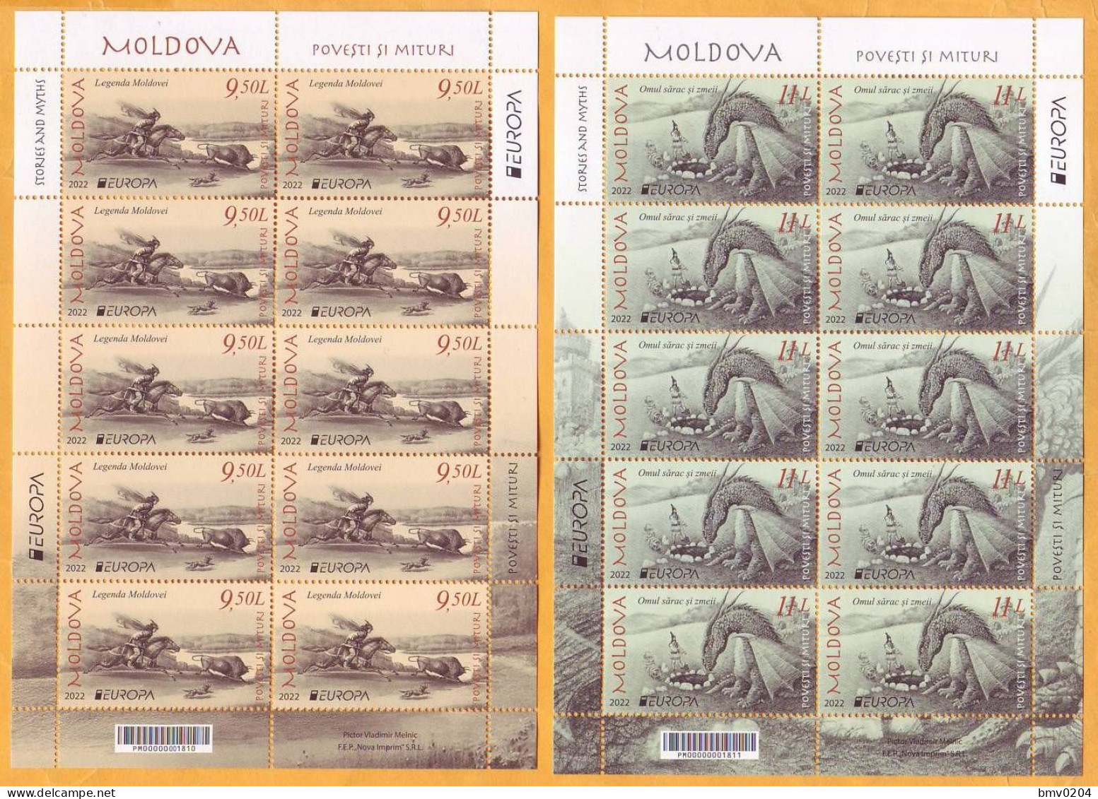 2022  Moldova Moldavie  Sheets  Europa-cept  2022. Stories & Myths Mint. - 2022