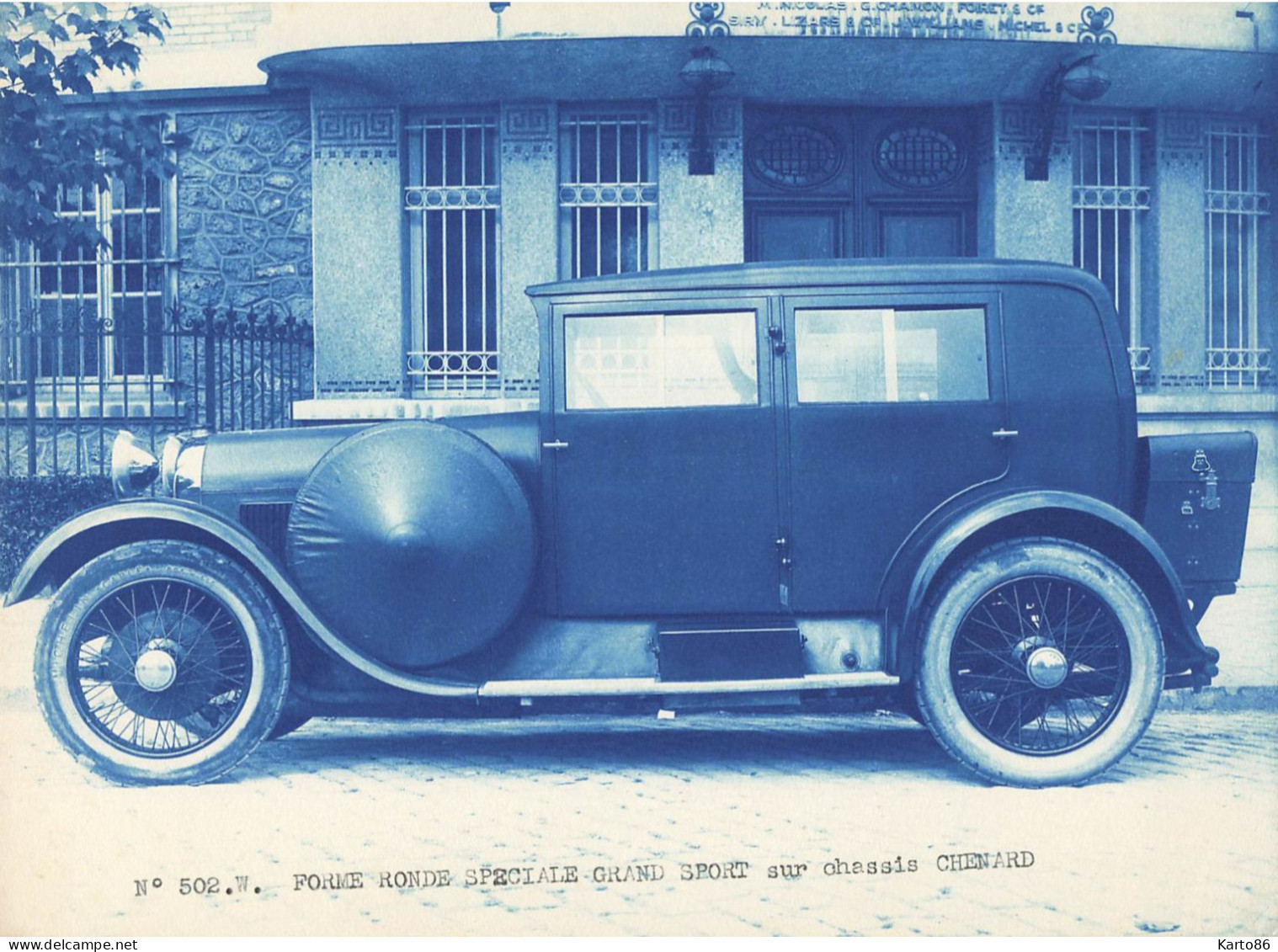 Automobile * RARE Photo Cyanotype * Forme Ronde Spéciale Grand Sport Chassis CHENARD * Garage Automobiles à Montrouge - Toerisme