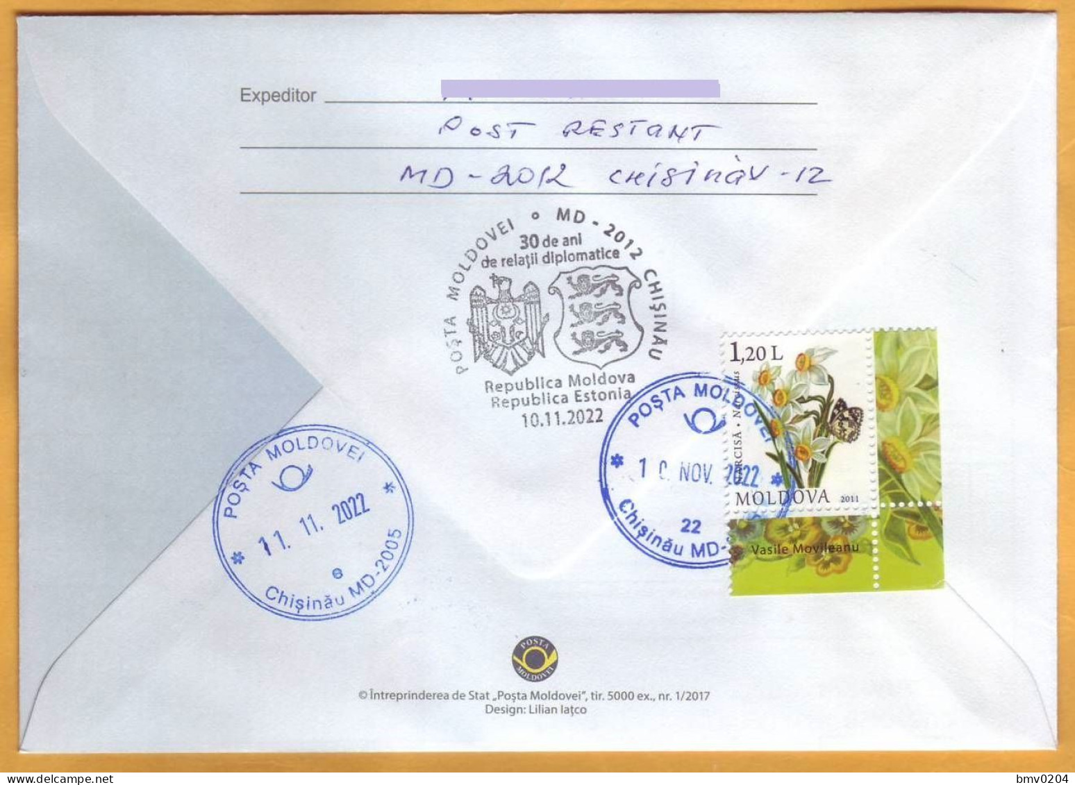 2022 Moldova Special Postmark „30 Years Of Diplomatic Relations Between Republic Of Moldova And Republic Of Estonia” - Moldavia