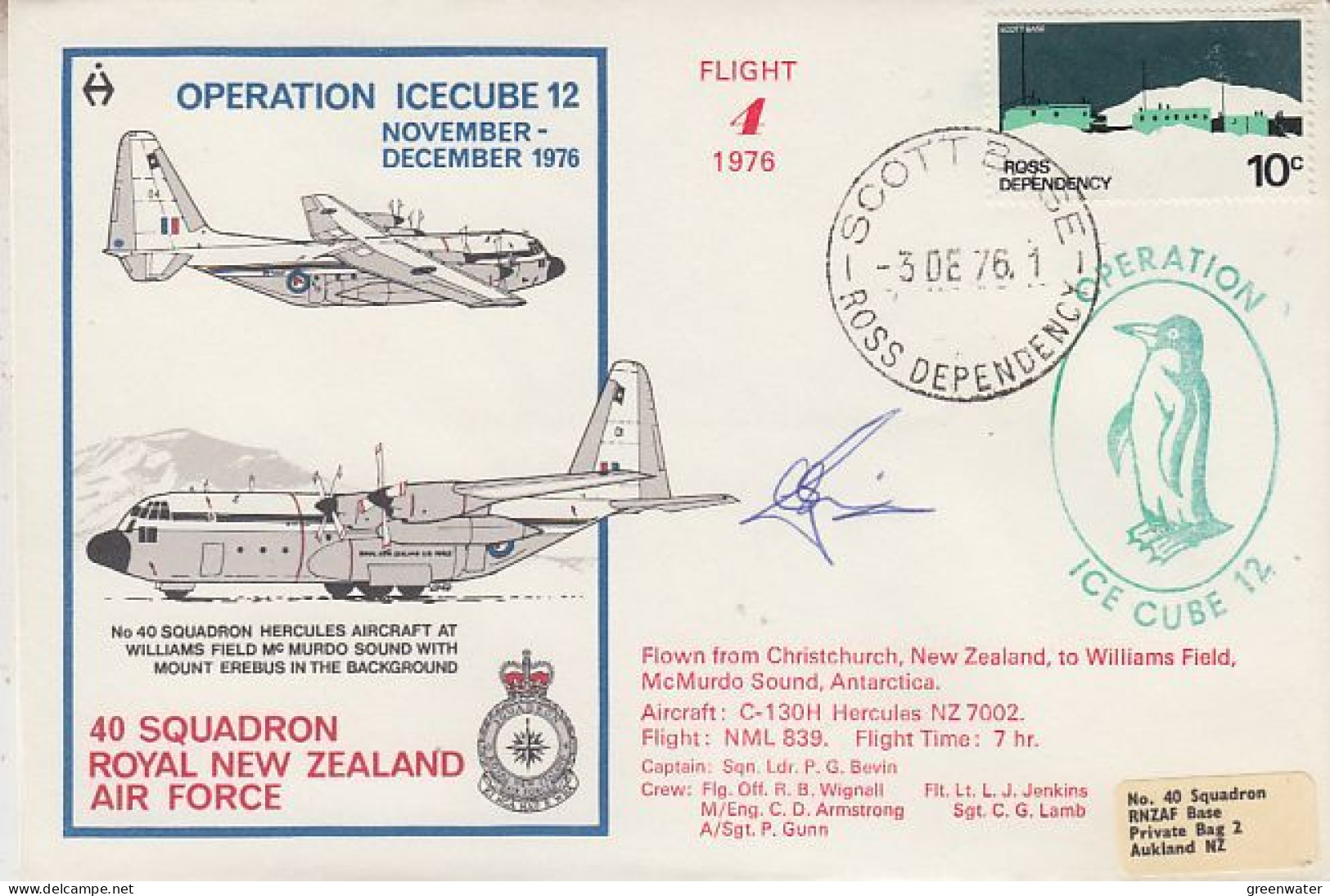 Ross Dependency 1976 Operation Icecube 12 Signature  Ca Scott Base 3 DEC 1976  (RT195) - Briefe U. Dokumente