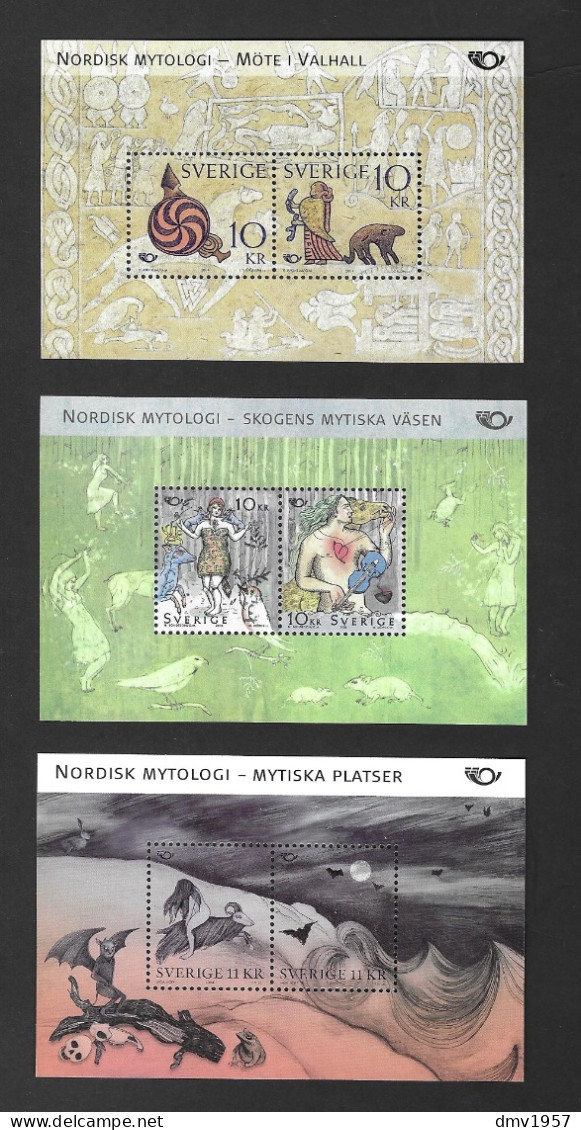 Sweden MNH Nordic Mythology MS 2328, MS 2446 & MS 2557 - Unused Stamps