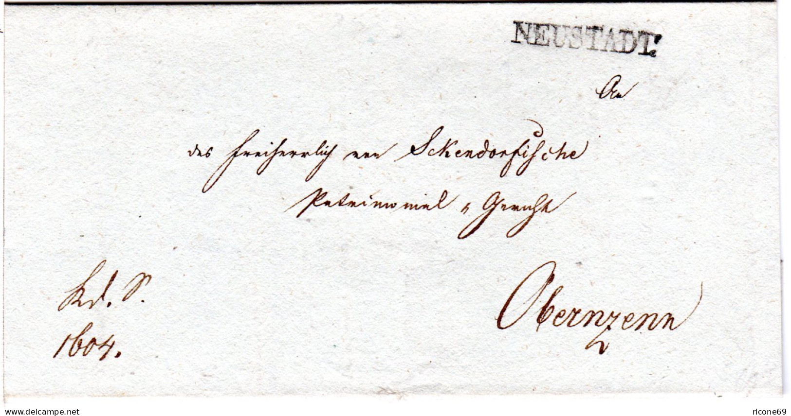 Bayern 1828, L1 NEUSTADT (Aisch) Klar Auf Brief N. Obernzenn - Prephilately
