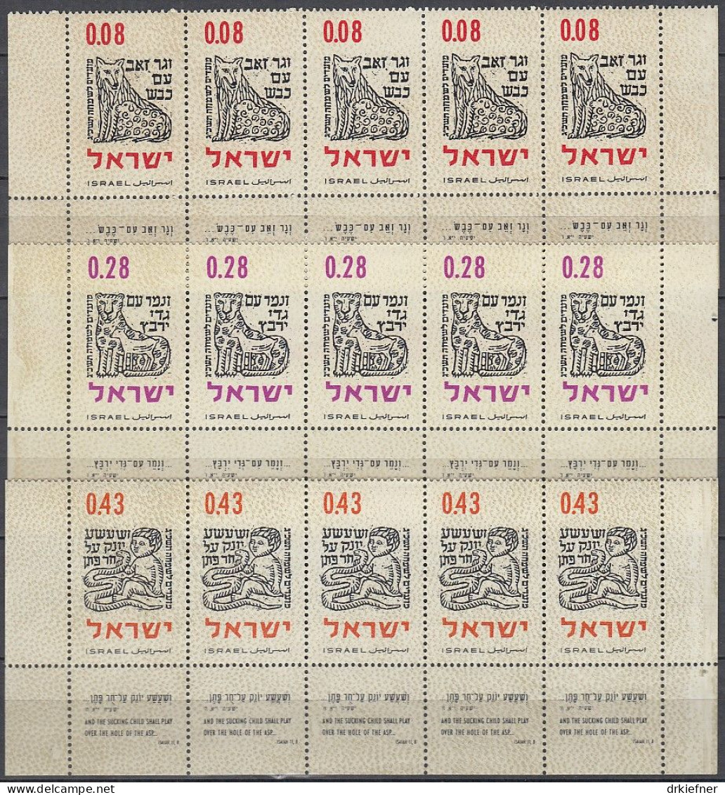 ISRAEL 259-261, 5erStreifen Unterrand TAB, Postfrisch **, Jüdische Festtage: Weissagung Des Jesaja, 1962 - Ungebraucht (mit Tabs)